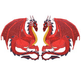 Red Fantasy Dragon Applique Patch - Luck, Power, Strength 3" (2-Pack, Iron on)