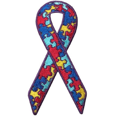 Autism Awareness Ribbon Applique Patch - Puzzle Pieces 3" (Iron on) - Patch Parlor