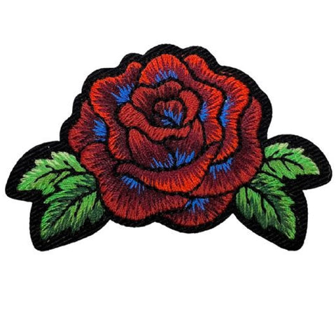 Red Rose Applique Patch - Flower, Bloom, Love Badge 2.5" (Iron on) - Patch Parlor