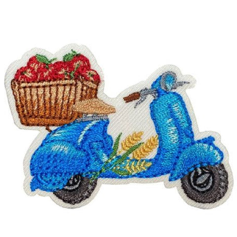 Scooter Applique Patch - Apples, Fruit, Moped Badge 2-1/4" (Iron on) - Patch Parlor