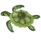 An embroidered sea turtle patch