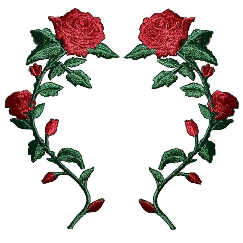 Red Rose Applique Patch Set - Love, Flower Badge 3.5 (2-Pack, Iron on –  Patch Parlor