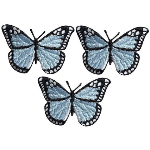 Light Blue Butterfly Applique Patch - Insect Bug Badge 2" (3-Pack, Iron on)
