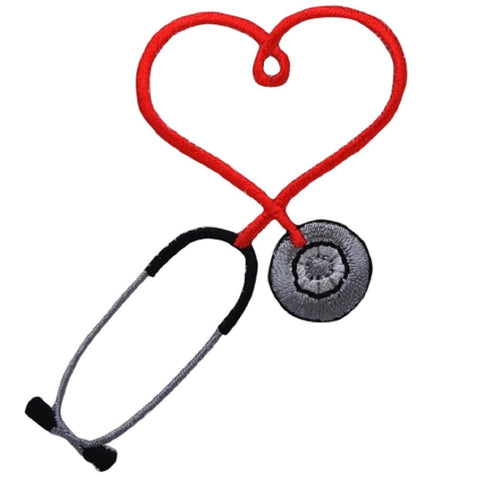 Stethoscope Applique Patch - Red Heart, Love, Doctor, Nurse Badge 2.75"(Iron on) - Patch Parlor