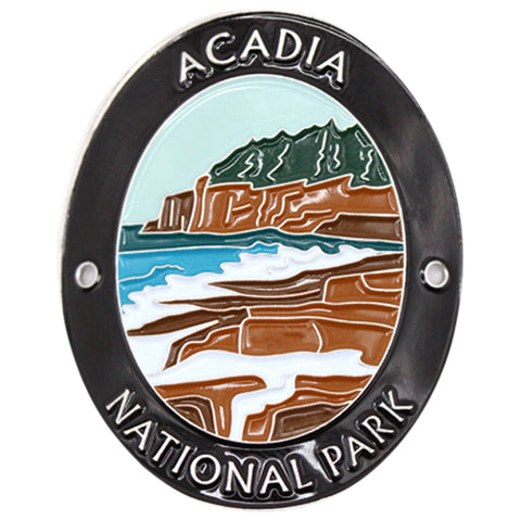 Acadia National Park Walking Stick Medallion - Maine Souvenir, Traveler Series