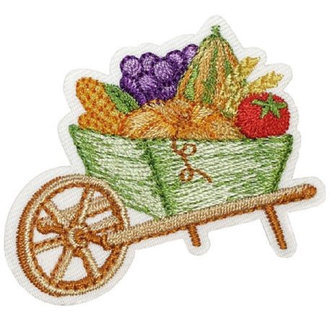 Autumn Applique Patch - Wheelbarrow, Harvest, Fruit, Fall Badge 2" (Iron on) - Patch Parlor