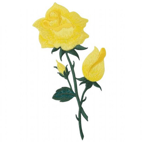 Yellow Rose Applique Patch - Flower, Love Badge 4.75" (Iron on)