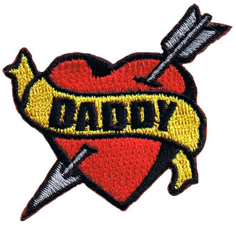 Daddy Tattoo Patch - Arrow Through Heart, I Love Dad Badge 2.25" (Iron on) - Patch Parlor