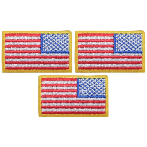 Small Reverse American Flag Patch - Right Side United States USA 1.5" (3-Pack, Iron on)
