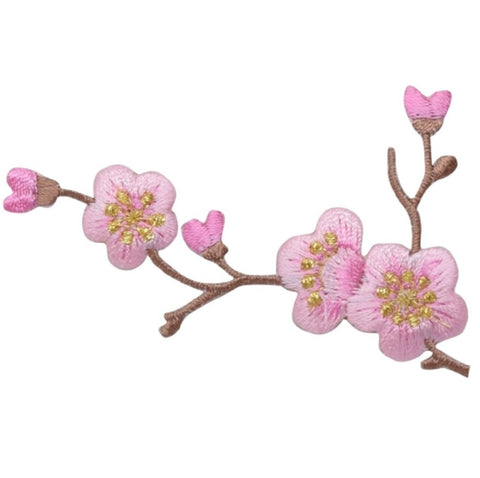Cherry Blossom Applique Patch - Branch , Flower, Tree Badge 3-1/8" (Iron on) - Patch Parlor