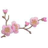 Cherry Blossom Applique Patch - Branch , Flower, Tree Badge 3-1/8" (Iron on) - Patch Parlor