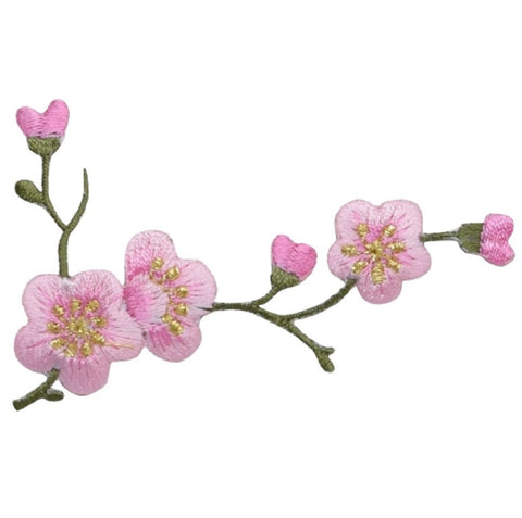 Cherry Blossom Applique Patch - Branch , Flower, Tree Badge 3-1/8" (Iron on) - Patch Parlor