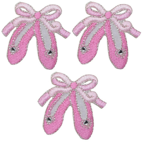 Ballet Dance Slippers Applique Patch - Ballerina Shoes, Jewel 1-5/8" (3-Pack, Iron on) - Patch Parlor