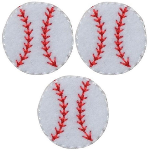 Mini Baseball Applique Patch - Sports Badge 3/4" (3-Pack, Iron on) - Patch Parlor