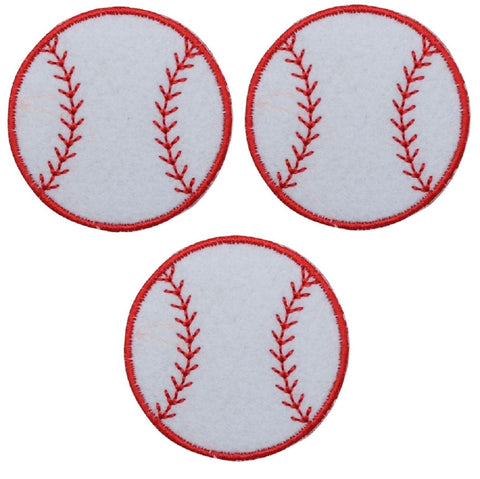 Baseball Applique Patch - Sports Badge, Felt 2" (3-Pack, Iron on) - Patch Parlor