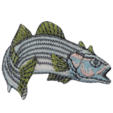 Striped Bass Applique Patch - Fish, Fishing, Fisherman Badge 2" (Iron on) - Patch Parlor