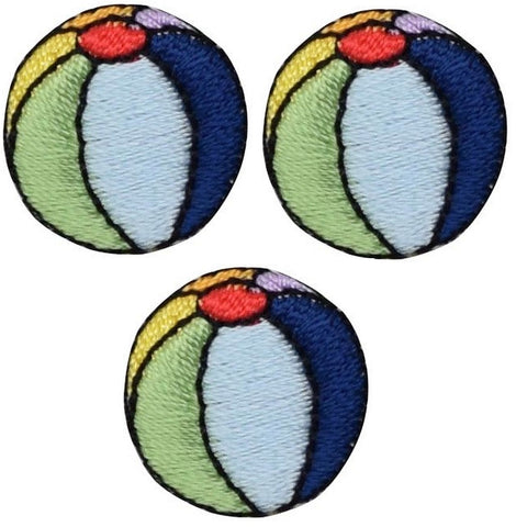 Beach Ball Applique Patch - Mini Beach Badge 3/4" (3-pack, Iron on) - Patch Parlor