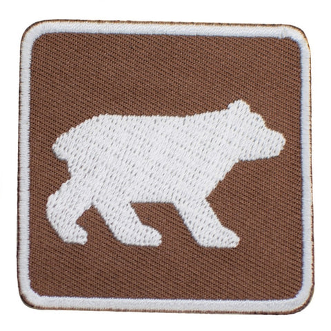 Bear Viewing Applique Patch - Park Sign Recreational Activity Badge 2" (Iron on) - Patch Parlor