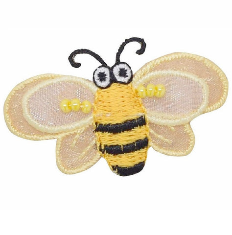 Bumblebee Applique Patch - Layered, Beads, Honey Bee 2-5/8" (Iron on) - Patch Parlor