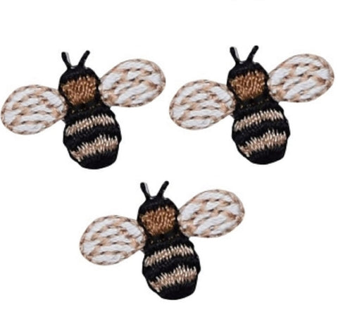 Mini Bumblebee Applique Patch - Bee, Insect, Bug Badge 3/4" (3-Pack, Iron on) - Patch Parlor