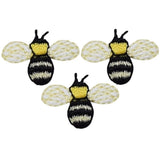 Mini Bumblebee Applique Patch - Bee, Insect, Bug Badge 3/4" (3-Pack, Iron on) - Patch Parlor
