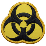 Biohazard logo patch on a white background