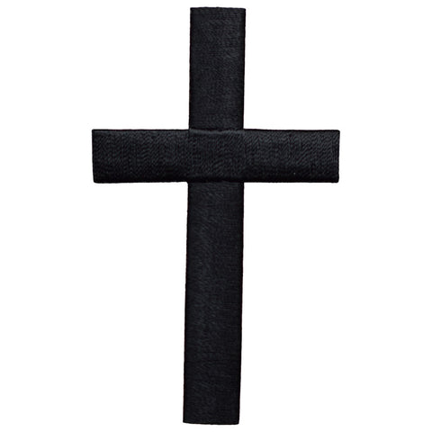 Large Black Cross Applique Patch - Christian Jesus Badge 3" (Iron on)