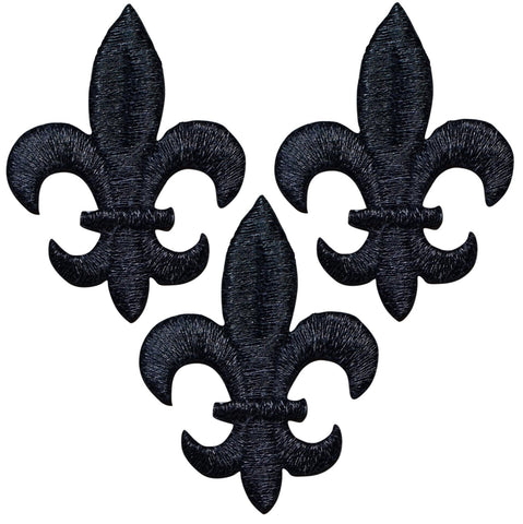 Medium Fleur De Lis Applique Patch - Black Cross Badge 1-3/4" (3-Pack, Iron on)