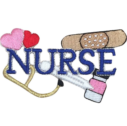 Nurse Applique Patch - Heart, Love, Medical Tools Badge 3.5" (Iron on) - Patch Parlor
