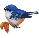 Bluebird Applique Patch - Bird, Leaves 2" (Iron on) - Patch Parlor