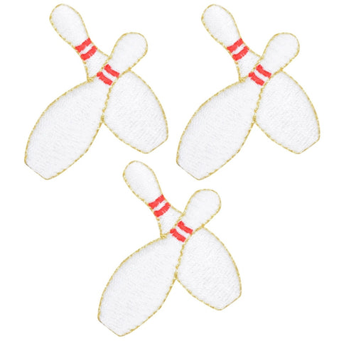 Bowling Pins Applique Patch 1-7/8" (3-Pack, Iron on) - Patch Parlor