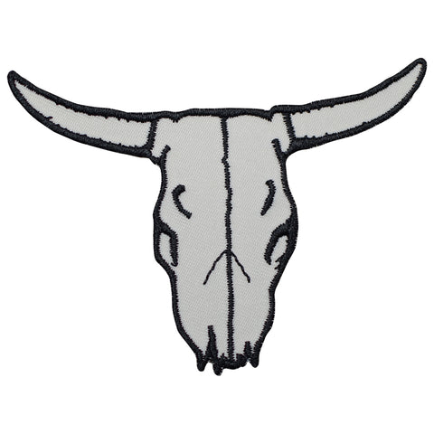 Bull Skull Applique Patch - Cow, Western, Rancher Badge 3.5" (Iron on) - Patch Parlor