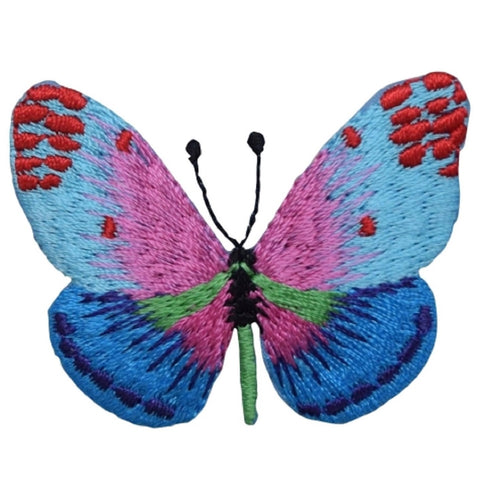 Butterfly Applique Patch - Blue and Pink, Insect Badge 2" (Iron on) - Patch Parlor