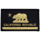 Black and gold California Republic patch with bear and star design on a white background