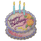 Birthday Cake Applique Patch - Candles, Flowers, Icing, Frosting 2.5" (Iron on) - Patch Parlor