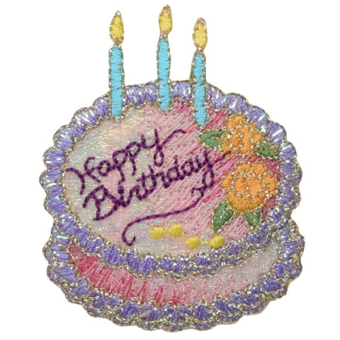 Birthday Cake Applique Patch - Candles, Flowers, Icing, Frosting 2.5" (Iron on) - Patch Parlor