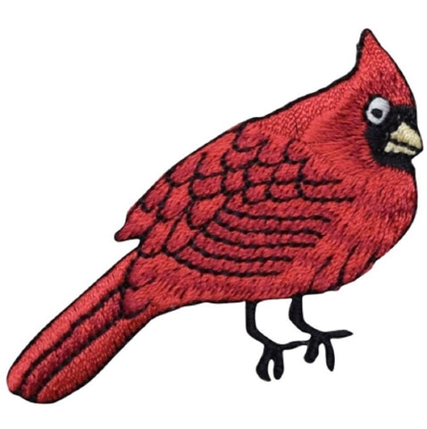 Cardinal Applique Patch - Red Male Bird Facing Right Badge 2-1/8" (Iron on) - Patch Parlor