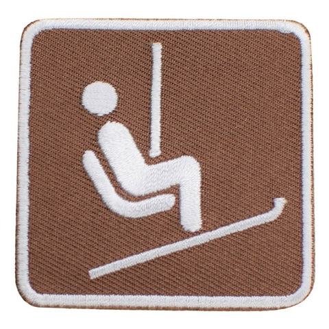 Ski Chair Lift Applique Patch - Park Sign Recreational Activity 2" (Iron on) - Patch Parlor