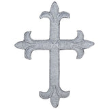 gray Christian cross patch on a white background