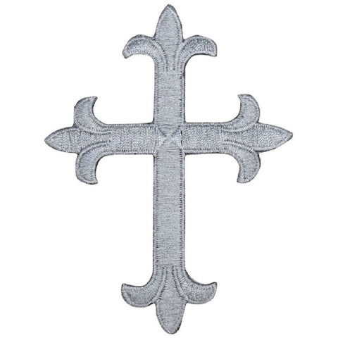 Cross Applique Patch - Charcoal Gray, Christian, Jesus Badge 4" (Iron on) - Patch Parlor