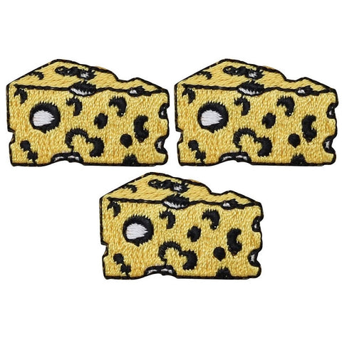 Mini Swiss Cheese Applique Patch - Food Badge 1-1/8" (3-Pack, Iron on) - Patch Parlor