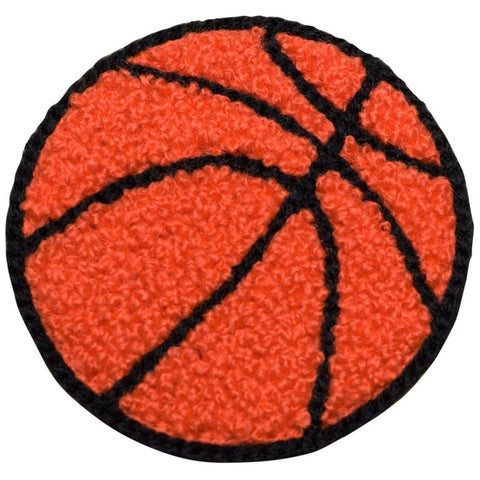 Chenille Basketball Applique Patch - Letterman Jacket, Sports Badge 2-3/8" (Iron on)