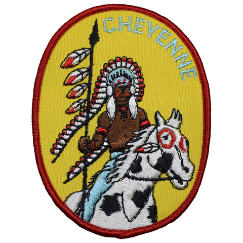 Cheyenne Patch - Indian, Native American, Horse, Headdress Badge 3-7/8" (Iron on) - Patch Parlor