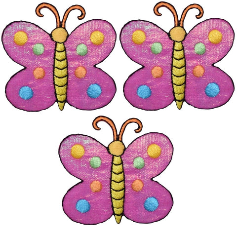 Butterfly Applique Patch - Insect, Antennae, Wings 1-5/16" (3-Pack, Iron on) - Patch Parlor