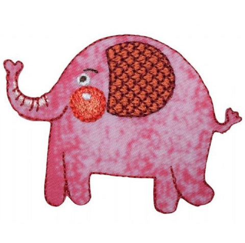 Elephant Applique Patch - Pink Animal Badge 2-3/8" (Iron on) - Patch Parlor