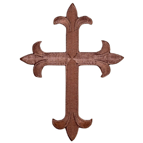 Cross Applique Patch - Chocolate, Brown, Christian, Jesus Badge 4" (Iron on) - Patch Parlor