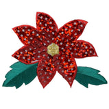Poinsettia Applique Patch - Christmas, Sequin Flower 2.75" (Iron on) - Patch Parlor