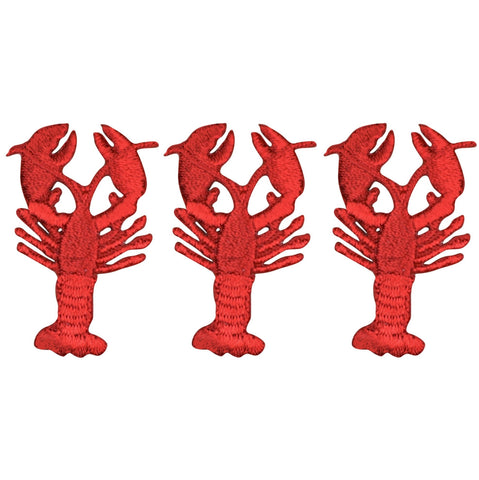 Lobster Applique Patch - Red Crawfish Seafood Chef Badge 1.5" (3-Pack, Iron on)