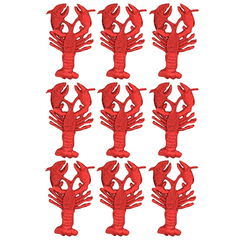Lobster Applique Patch - Red Crawfish Seafood Chef Badge 1.5" (9-Pack, Iron on)