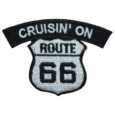 Cruisin' On Route 66 Patch - Rt. 66 Biker Badge 2.5" (Iron on) - Patch Parlor